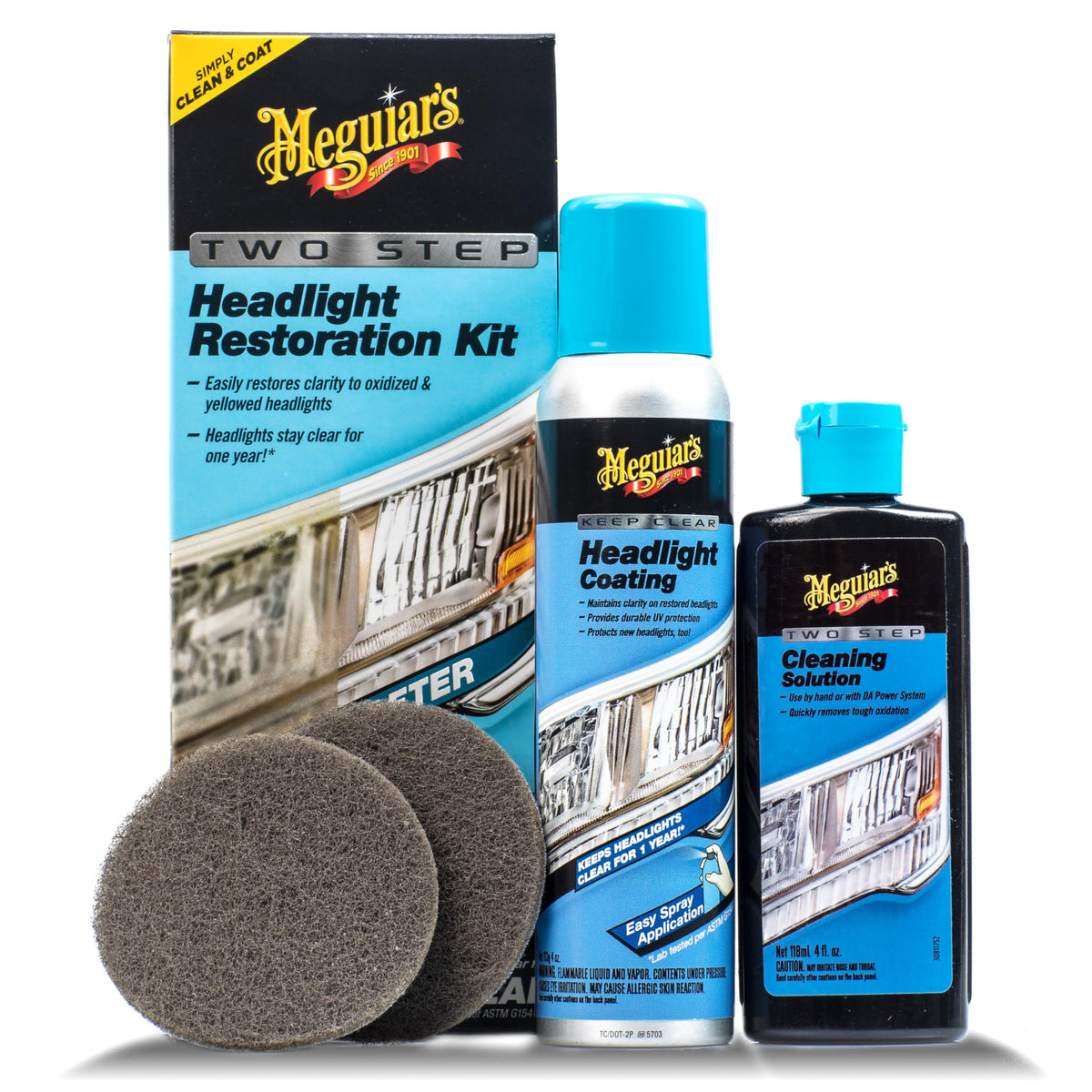 Meguiar's front packaging showing complete two-step kit and easy DIY benefits