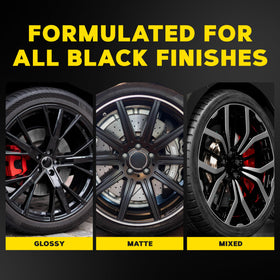 Meguiar's Hot Rims spray action on black wheel with gel covering surface, lifts brake dust