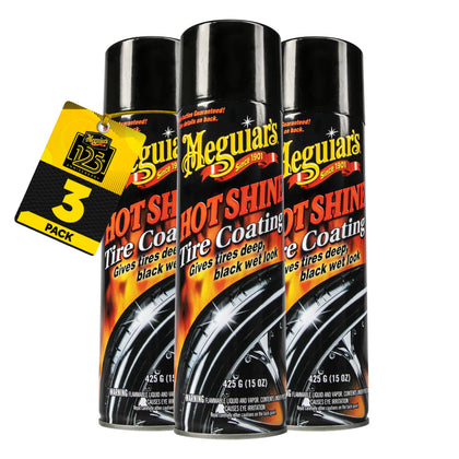 Meguiar's front packaging of Hot Shine three-pack, shows convenience and value
