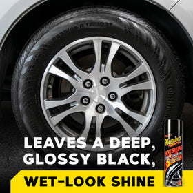 Meguiar's close-up of glossy wet-look tire surface showing deep shine