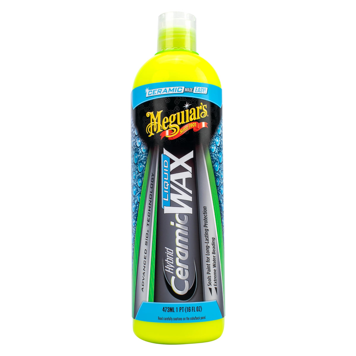 Meguiar's bottle front view showing product and easy storage benefit
