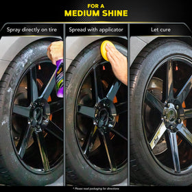 Meguiar's spray/pour pattern illustrating even coverage and reduced overspray benefit