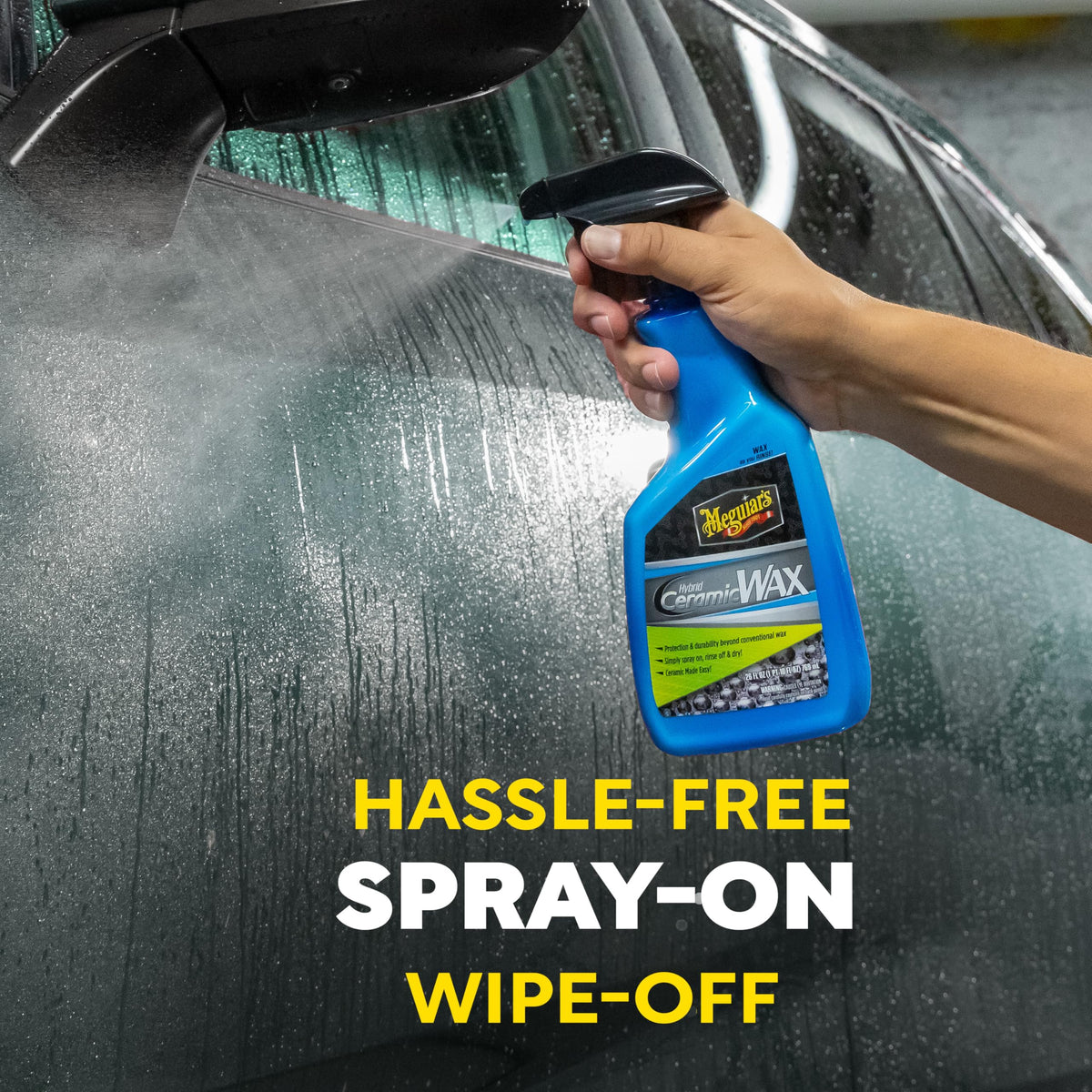 Meguiar's close-up of water beading demonstrating strong hydrophobic effect