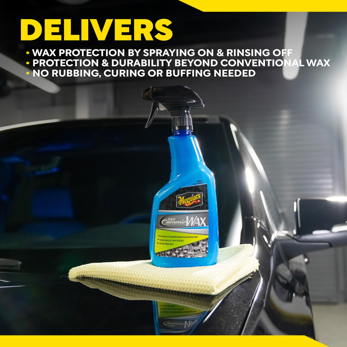 Meguiar's applied in a driveway setting illustrating quick, at-home use