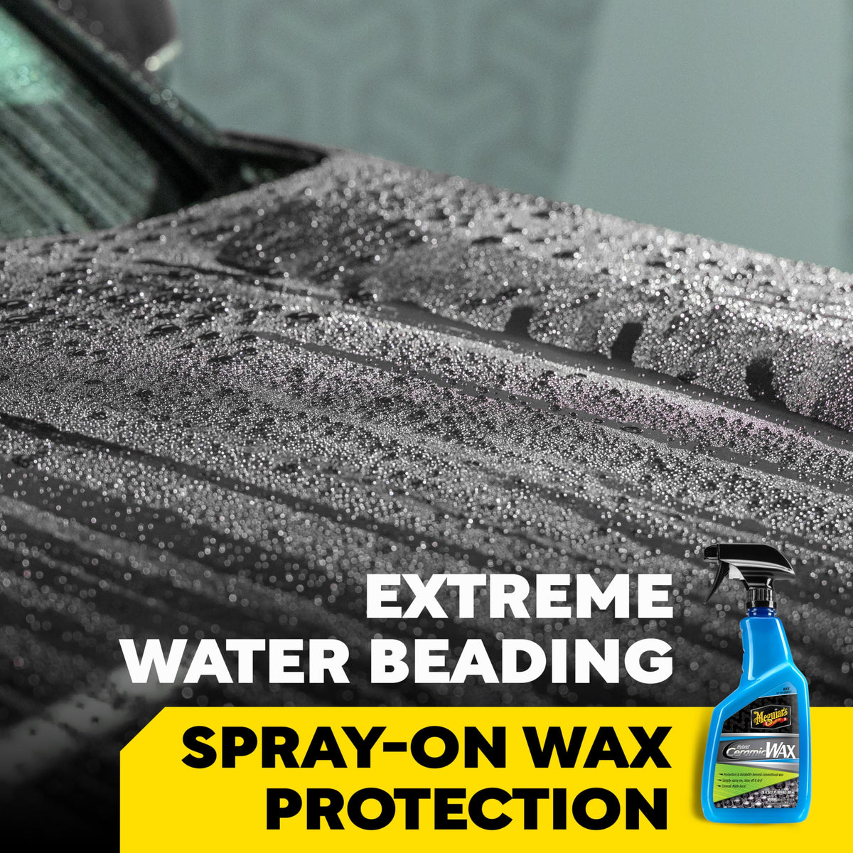 Meguiar's being sprayed onto a car panel for quick rinse-off protection
