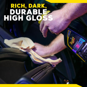Meguiar's label close-up showing usage directions and UV protection benefit
