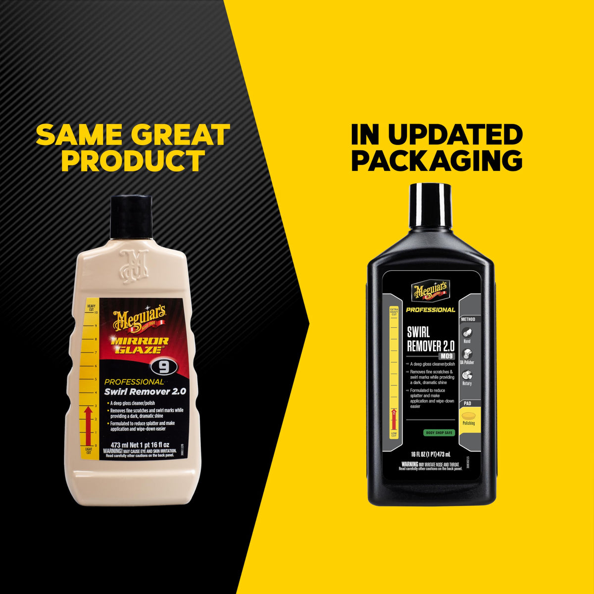 Meguiar's 16 oz bottle next to hand for size and usage context