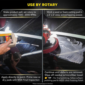 Meguiar's visible before and after hood area illustrating removed swirls and gloss