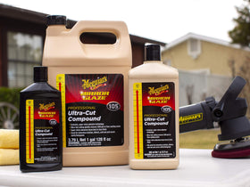 Meguiar's in a workshop on a truck demonstrating professional-grade results