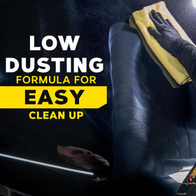 Meguiar's before and after panel comparison revealing defect removal and deep gloss