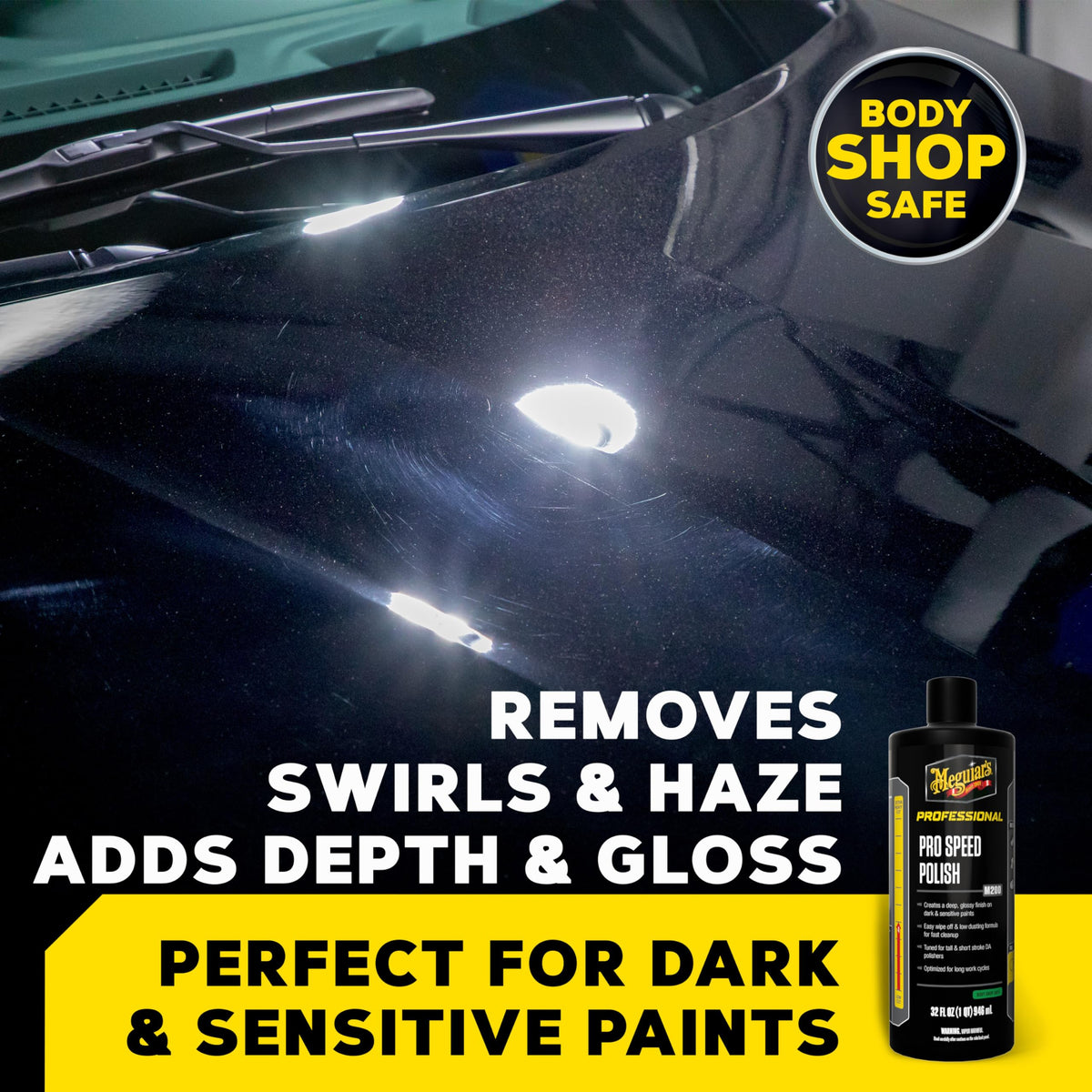 Meguiar's label close-up highlighting product name and finishing benefits