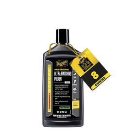 Meguiar's bottle front label showing product name and size, clear branding benefits gloss