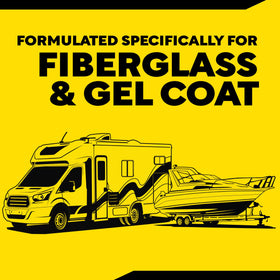 Meguiar's dual-action polisher applying product to hull for time savings