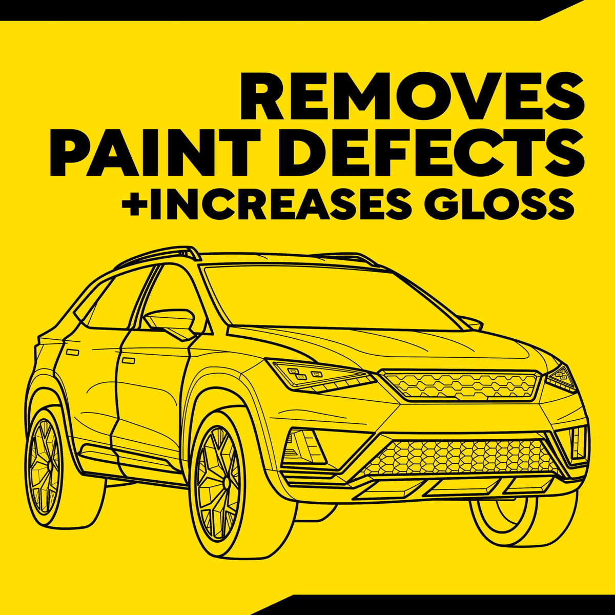 Meguiar's pad mounted on a rotary polisher delivering controlled heavy defect removal