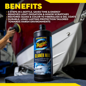 Meguiar's bottle next to a hand to show 32 oz scale for planning use