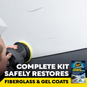 Meguiar's oxidation remover texture close-up demonstrating cutting action for restored gelcoat