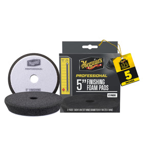 Meguiar's pad front packaging showing brand and 5-inch pads for easy identification and purchase