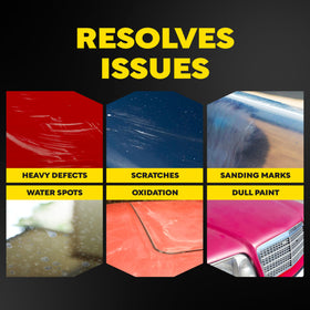Meguiar's pad mounted on polisher demonstrating efficient defect removal