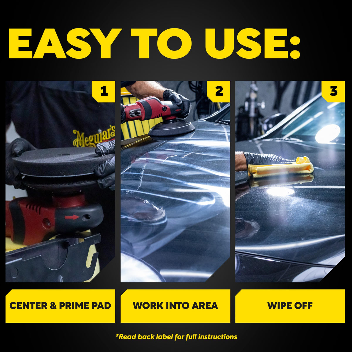 Meguiar's pad being rinsed and air-dried showing reusable convenience