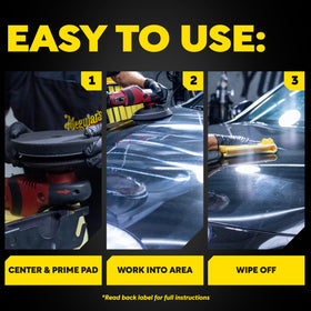 Meguiar's pad being rinsed and air-dried showing reusable convenience