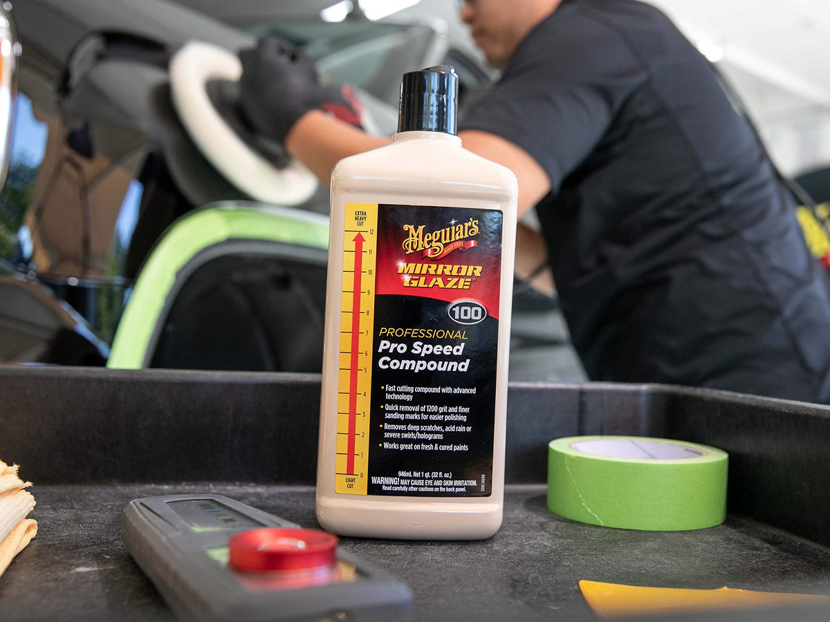 Meguiar's compound creamy texture close-up illustrating aggressive cut and ease of spreading