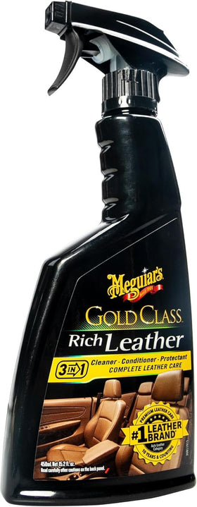 Meguiar's spray bottle nozzle close-up for precise leather application