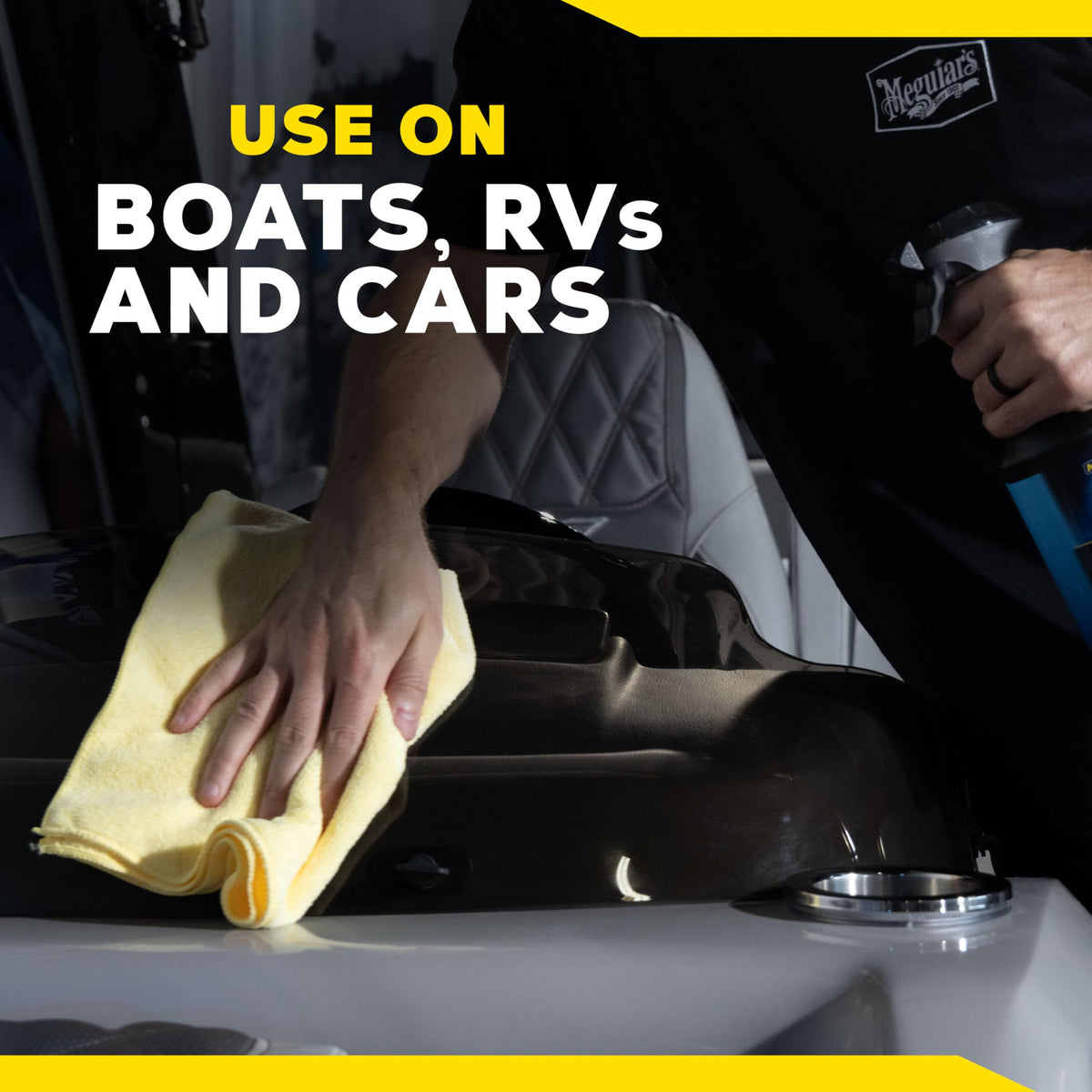 Meguiar's applied to vinyl panel demonstrating safe use and surface protection