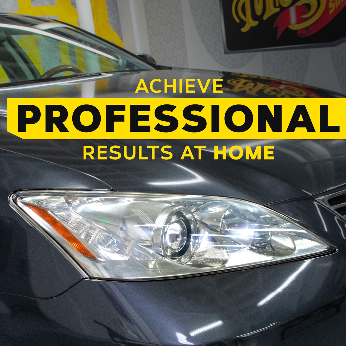 Meguiar's sealant wipe application on lens delivering ceramic UV protection