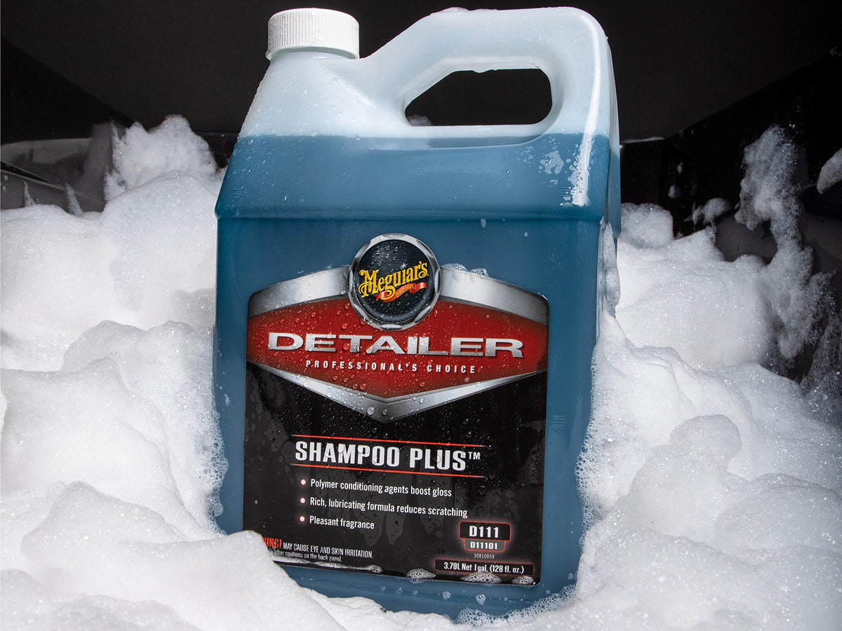 Meguiar's thick foam on a car panel demonstrating gentle dirt lift and safe cleaning