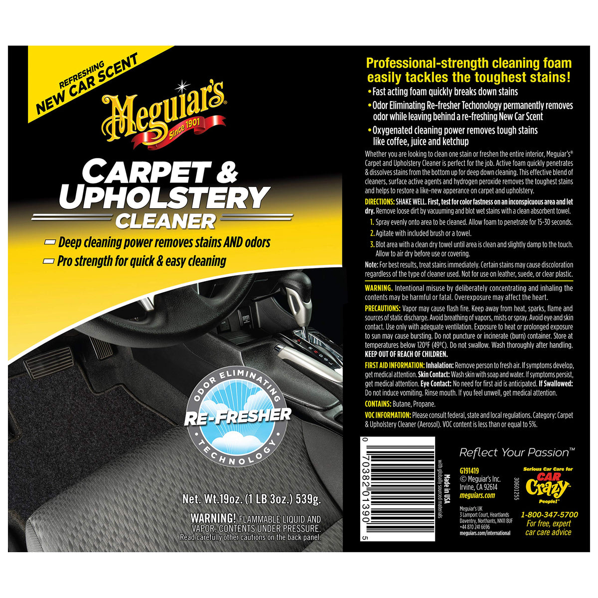 Meguiar's 19 oz can next to a ruler showing compact size