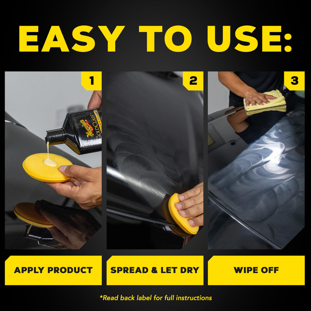 Meguiar's 16 oz bottle beside common objects demonstrating compact, easy storage