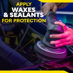 Meguiar's pad next to 6" backing plate showing correct size fit