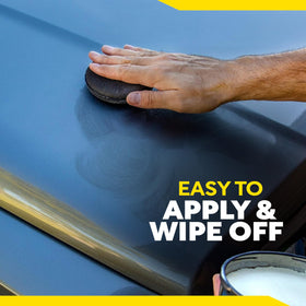 Meguiar's hand holding jar illustrating 8 oz size and portability benefit