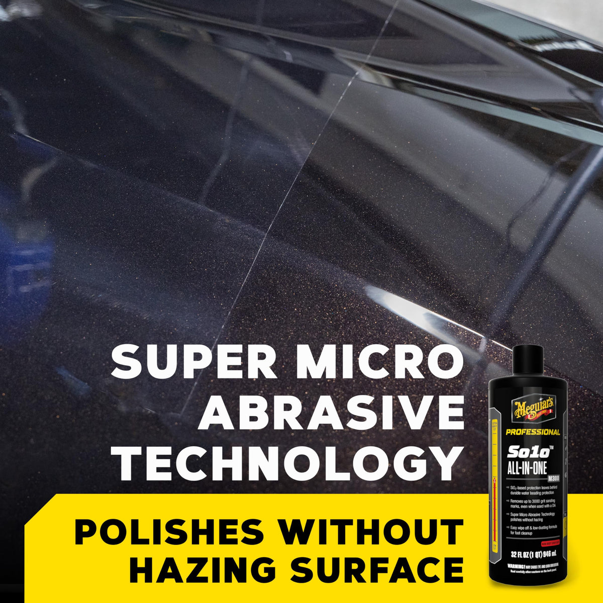 Meguiar's M300 flowing onto applicator to show consistency and easy spreadability
