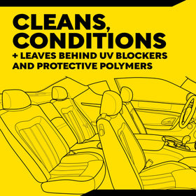 Meguiar's spray bottle label visible to confirm cleaner and conditioner