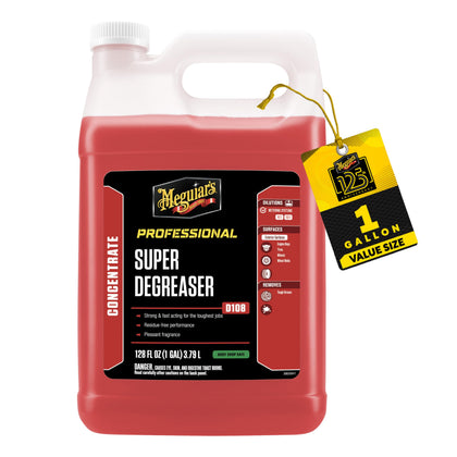 Meguiar's gallon bottle front view showing label and fast degreasing benefit
