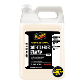 Meguiar's one-gallon container next to a measuring cup showing refill efficiency