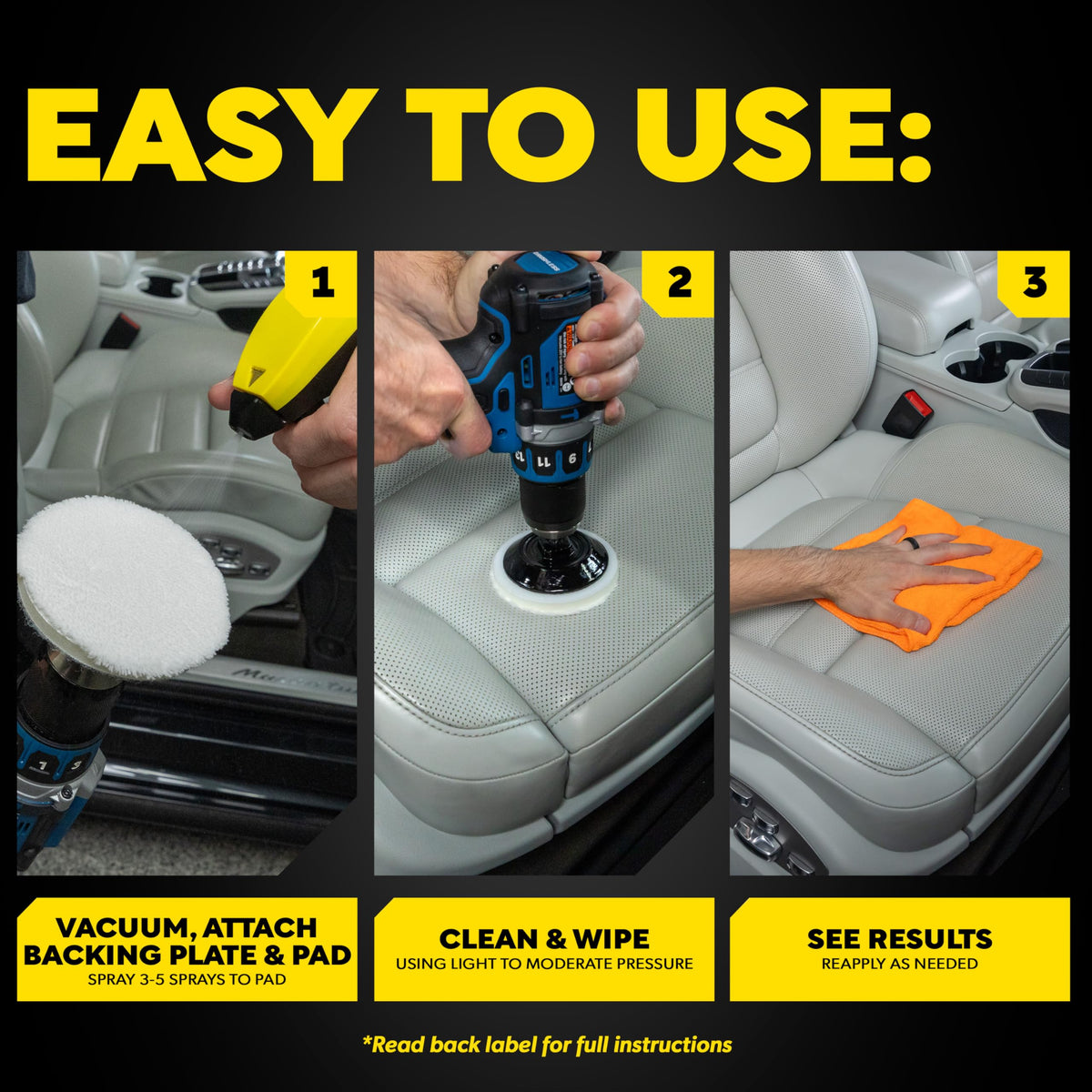 Meguiar's leather texture close-up revealing restored grain and finish