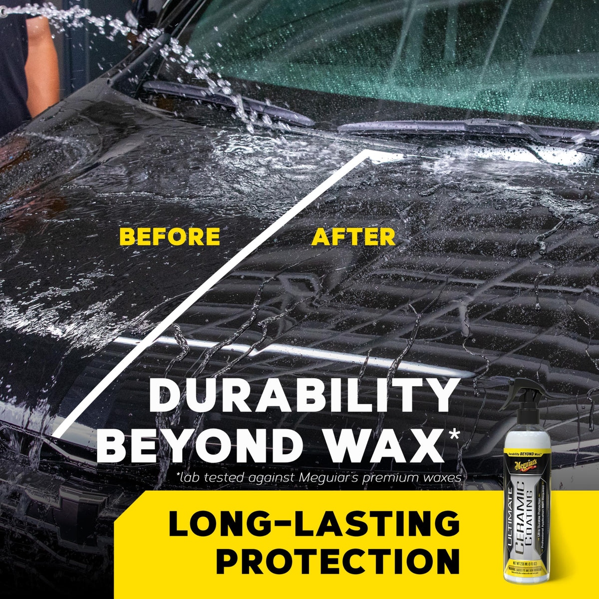 Meguiar's spray action on paint demonstrating easy application benefit