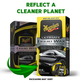 Meguiar's paint finish before and after waxing, reveals deeper reflections and improved gloss