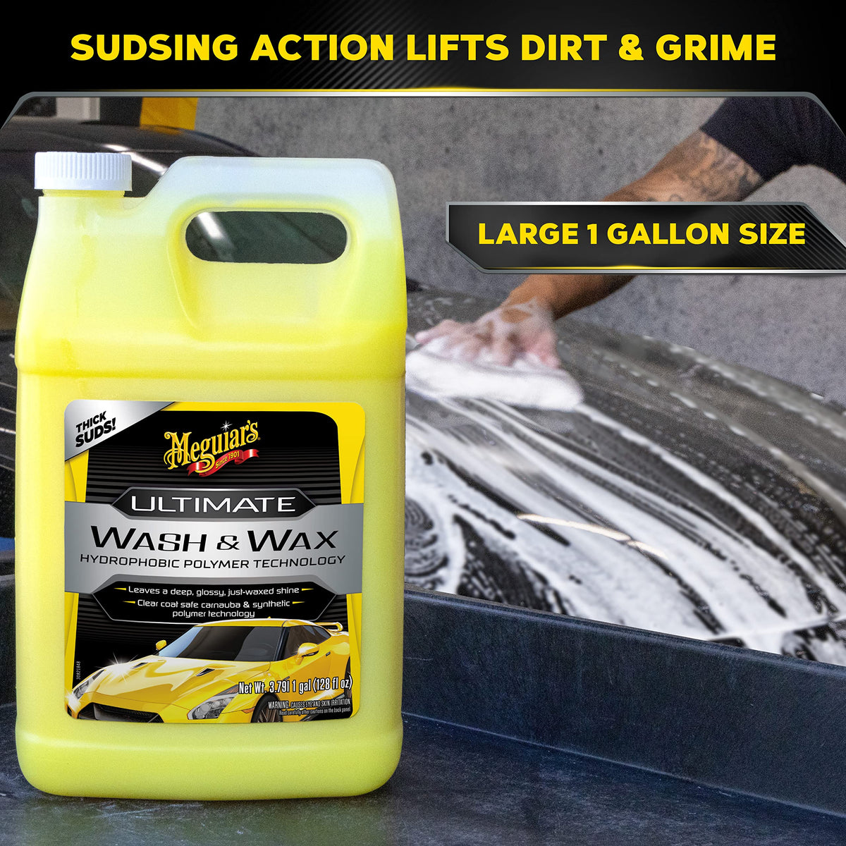 Meguiar's thick suds close-up lifting dirt for safe cleaning