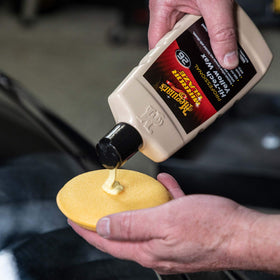 Meguiar's wax on applicator pad ready for use for easy even coverage