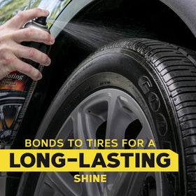 Meguiar's wet look tire sidewall showing deep black high gloss