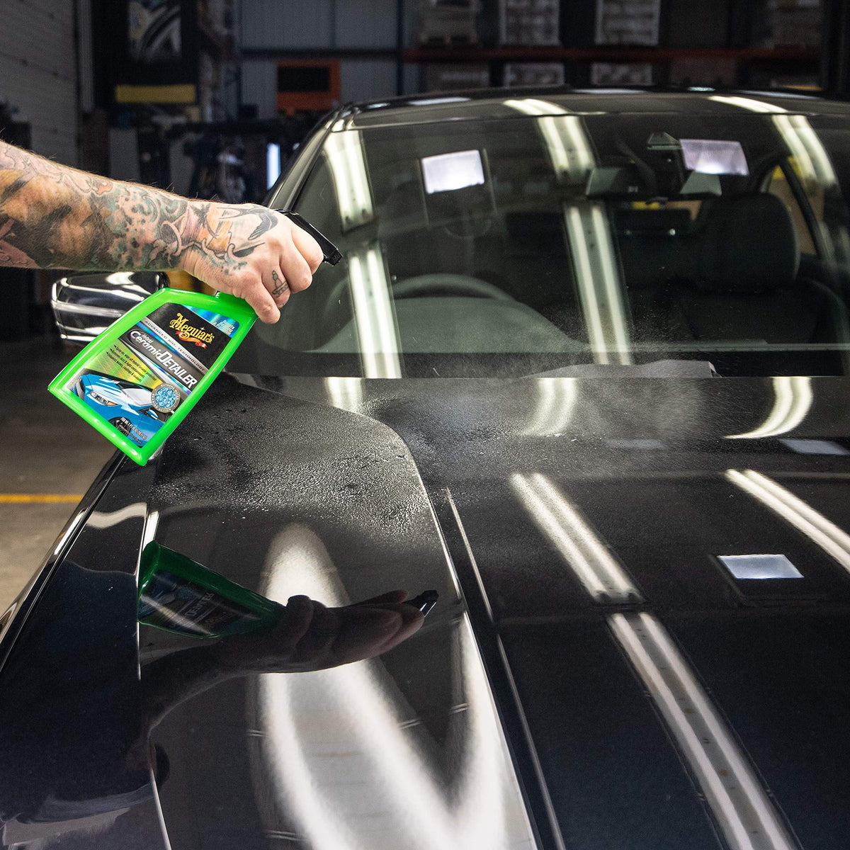 Meguiar's before and after panel showing cleaner, glossier finish