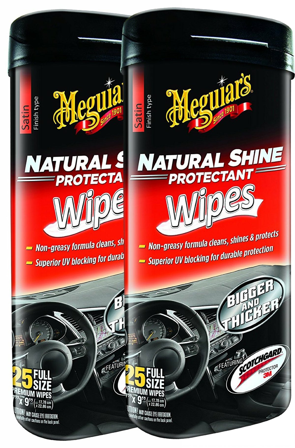 Meguiar's front pack image showing compact wipes and easy storage benefit