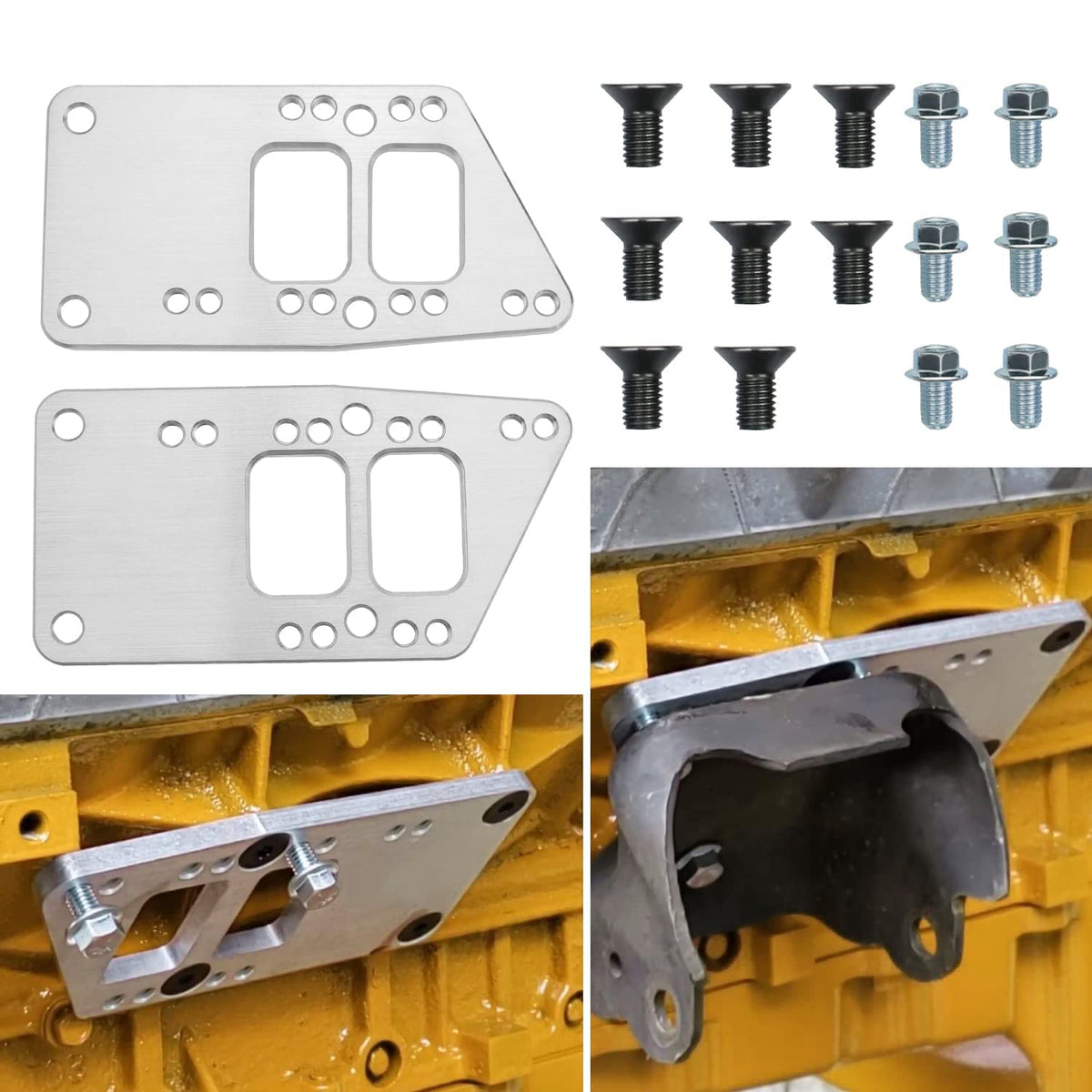 Mejiao adapter plates front view showing CNC finish and bolt patterns, improved fit