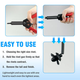 Mejiao rivet gun in use on a car bumper for quick trim fastening