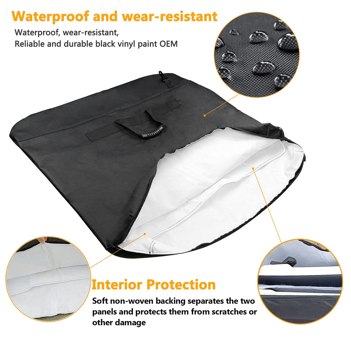 Mekar dual compartment interior with soft lining protecting both hard panels