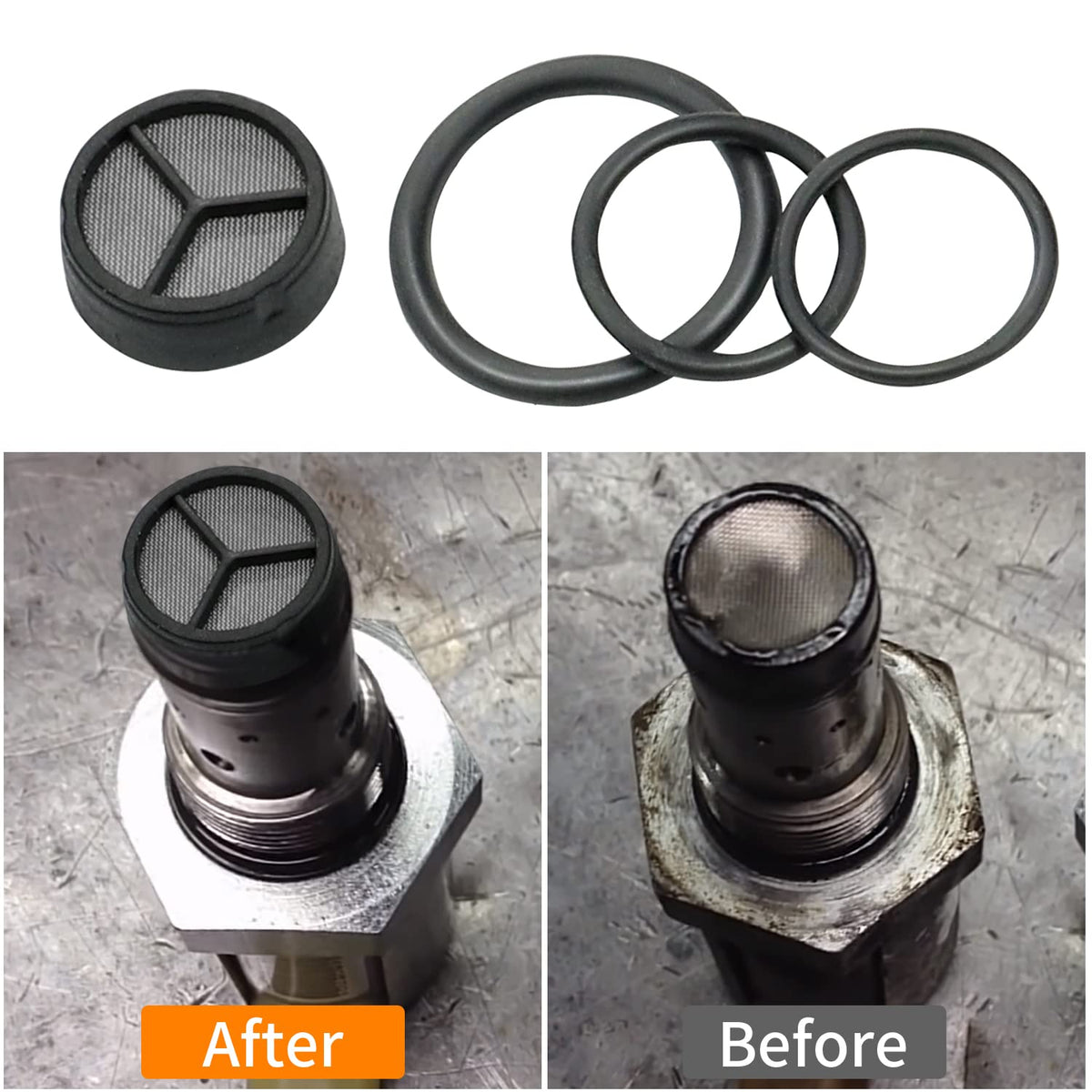 Mekar seal kit and o-rings laid out showing ready-to-install replacement seals