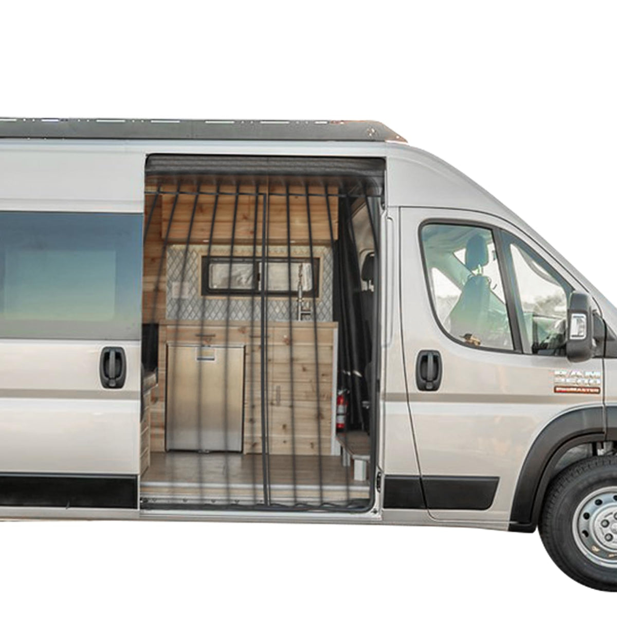 MELIPRON front view on Transit door showing secure fit and insect protection